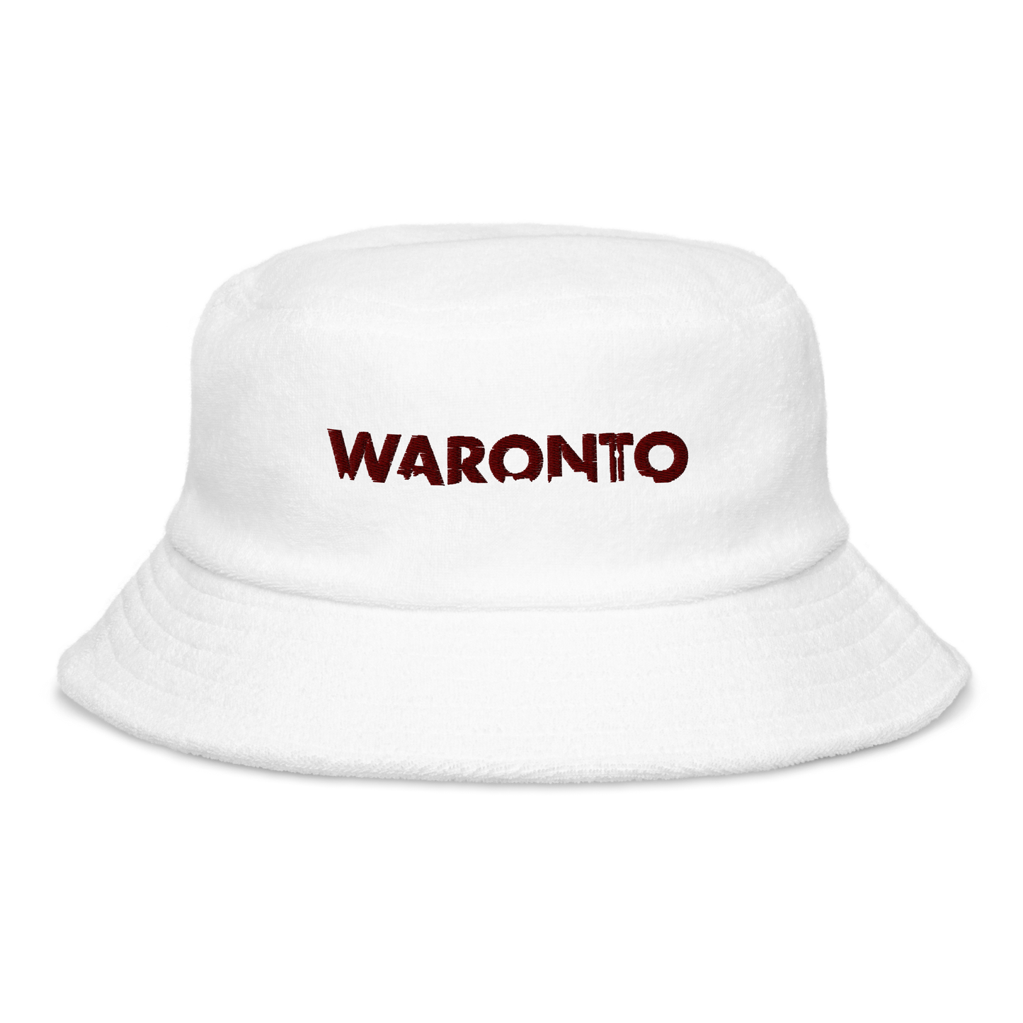 White Waronto Terry Cloth Bucket Hat