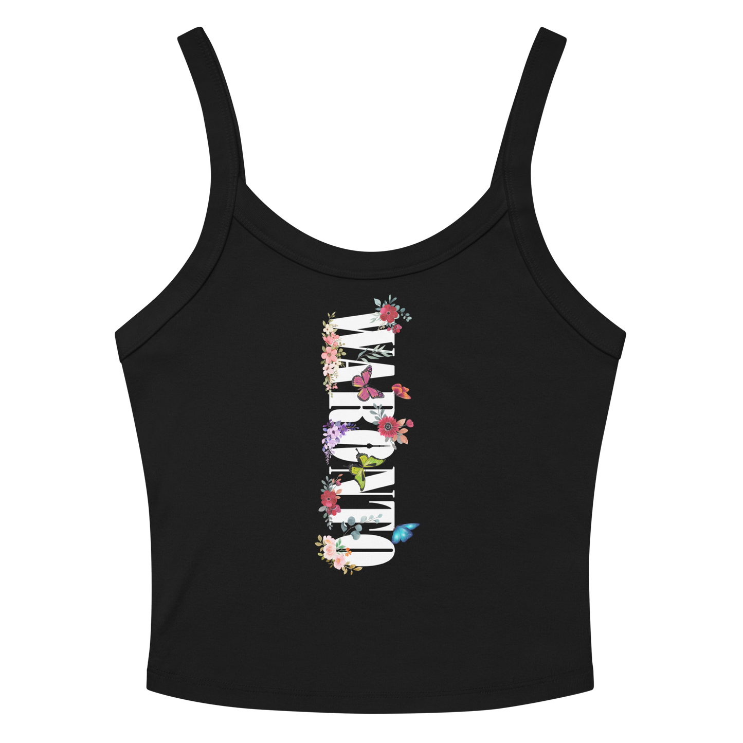 Waronto Black Floral90 Tank Top