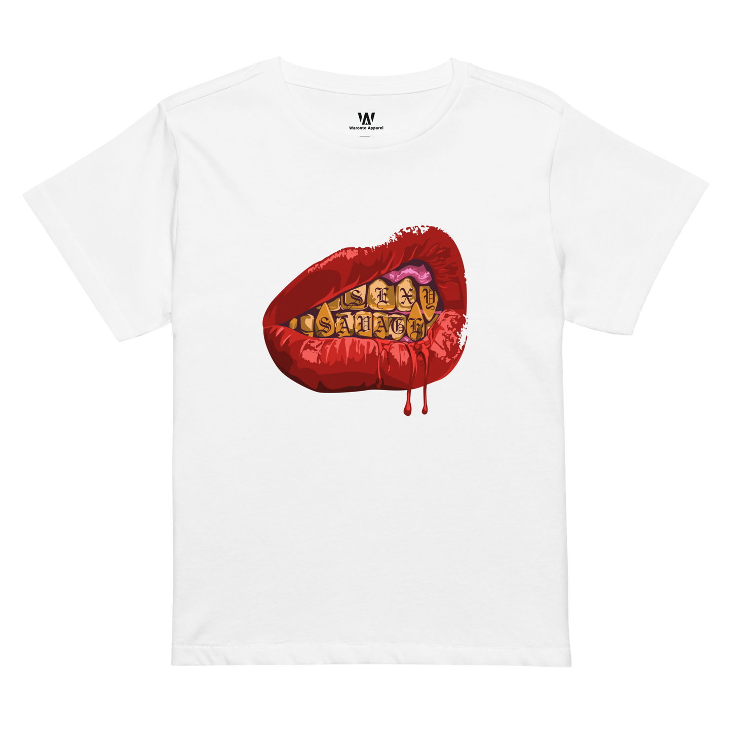 Sexy Savage White Lady’s High-Waisted Tee